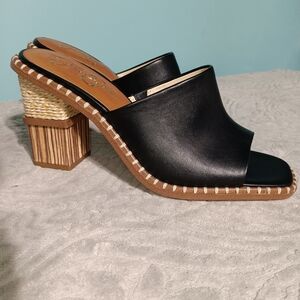 Jessica Simpson Black Mules with Woven Heel